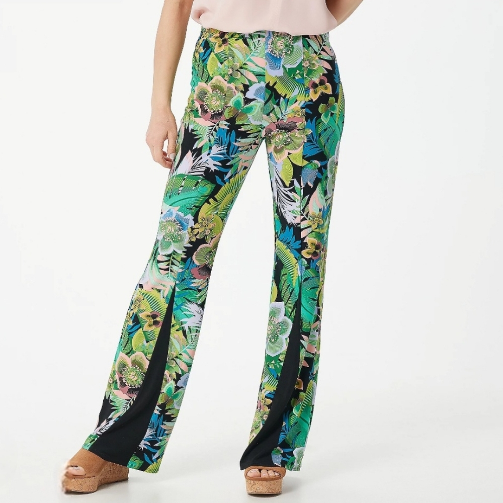 Attitudes by Renee Green Tropical-Print Knit Pants Size L